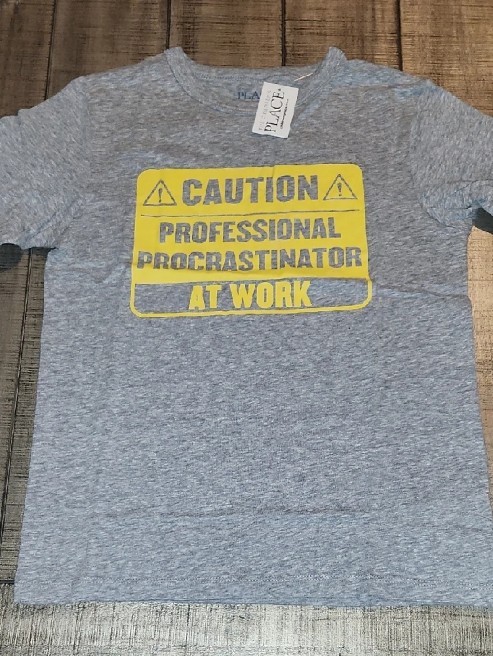 NWT The Children's Place Gray Short-Sleeve Tee with Yellow Graphic